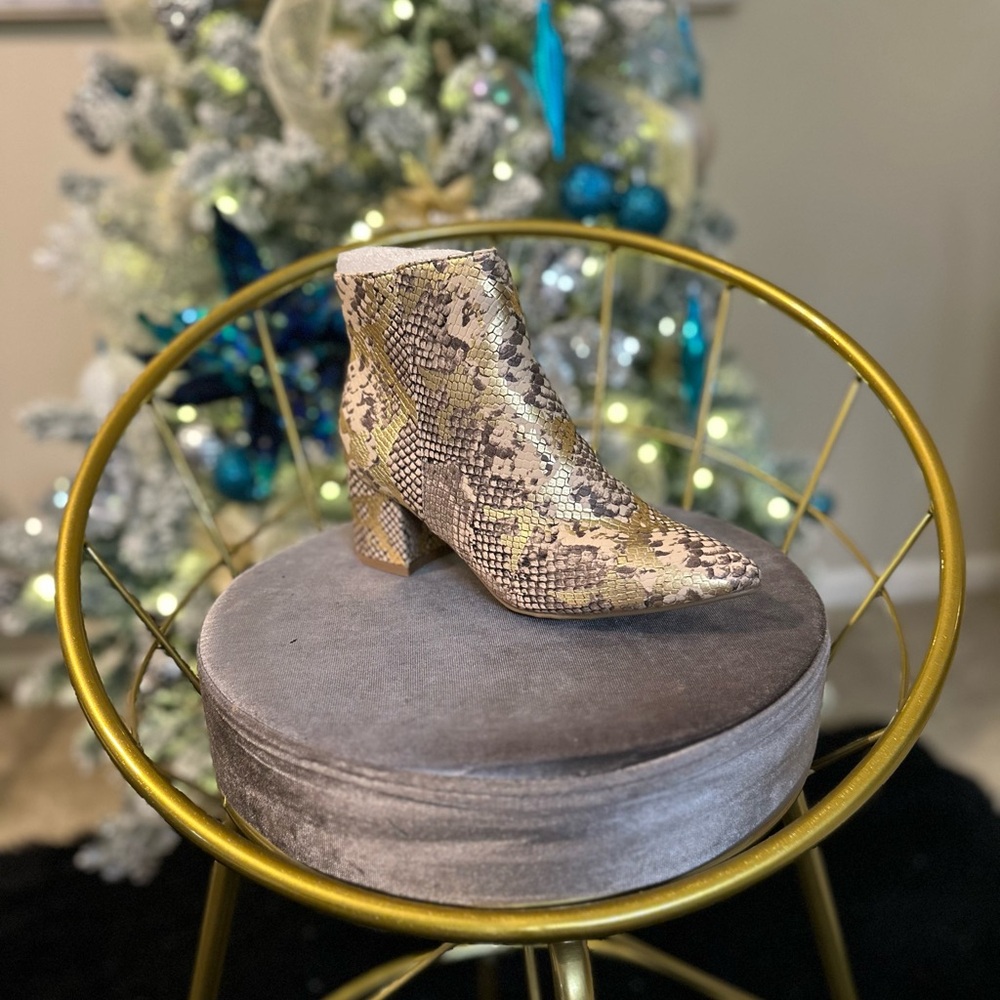 Bamboo Snakeskin Ankle Boots Size 7